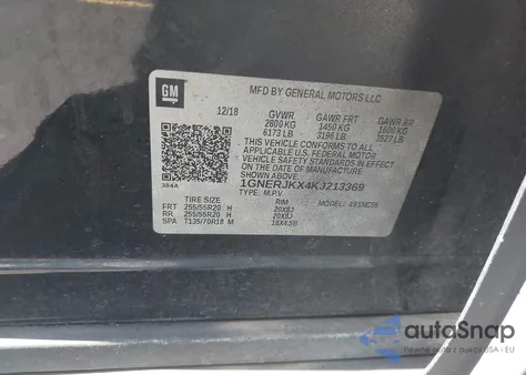 2019 Chevrolet Traverse Rs from USA, damaged, VIN 1GNERJKX4KJ213369